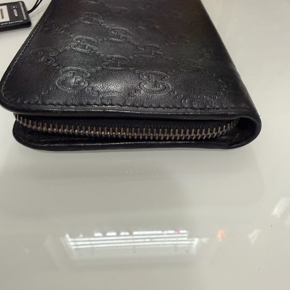 Authentic Gucci Guccissima Zip Around long leather wallet Black with COA . - Picture 4 of 11